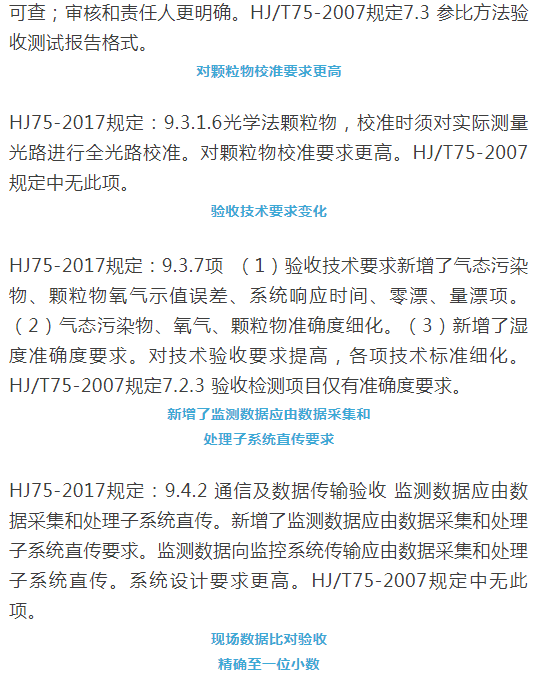 煙氣（so2，nox，顆粒物）排放連續(xù)監(jiān)測技術規(guī)范 HJ75-2017與HJ/T75-2007標準究竟有何不同